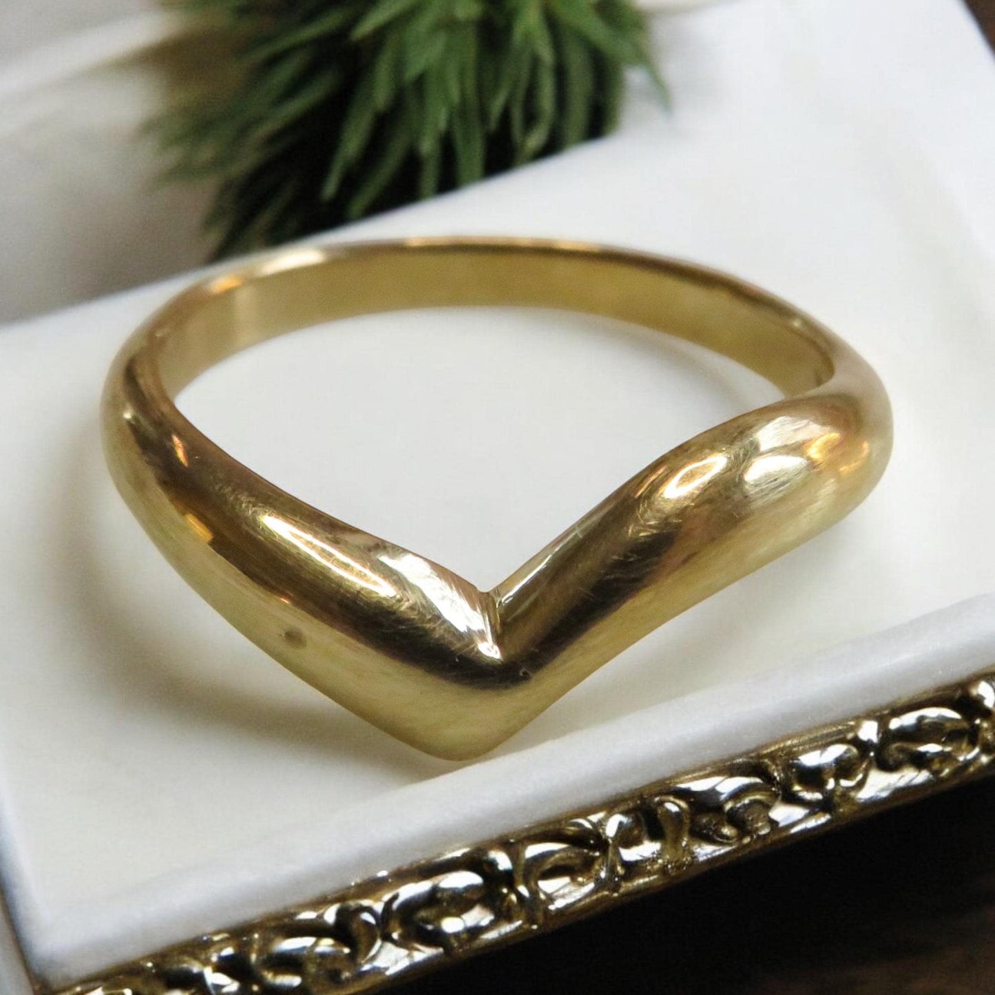 Vintage 18K Gold Contour Wishbone Ring | Size 5.75 | 2.88g