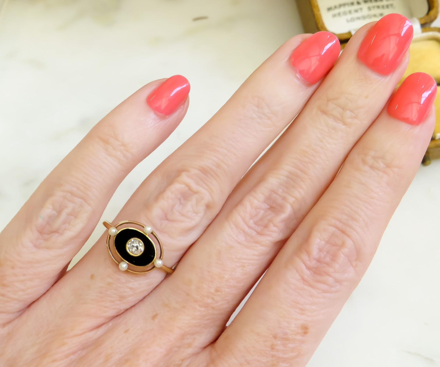 Antique Onyx Diamond Conversion Ring | Old Mine Cut .10ct | 14K & 10K Gold | Size 5.75 | Stick Pin Ring