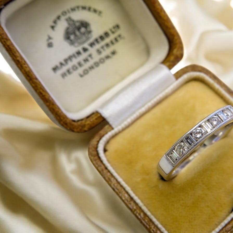 Vintage 18K White Gold Diamond Wedding Band | Art Deco Style Stackable Ring | .30ctw Estate Anniversary Ring | 3.5mm Fine Jewelry