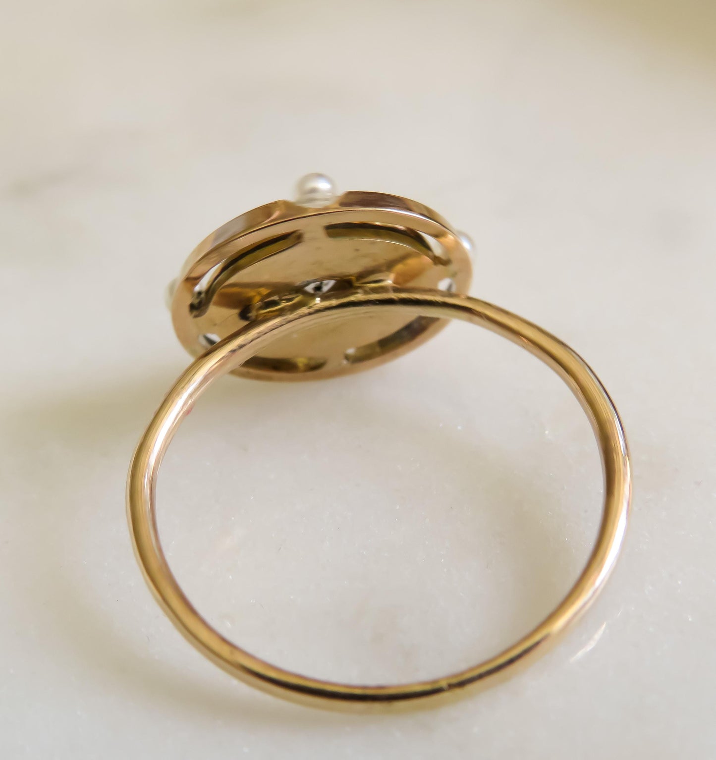 Antique Onyx Diamond Conversion Ring | Old Mine Cut .10ct | 14K & 10K Gold | Size 5.75 | Stick Pin Ring