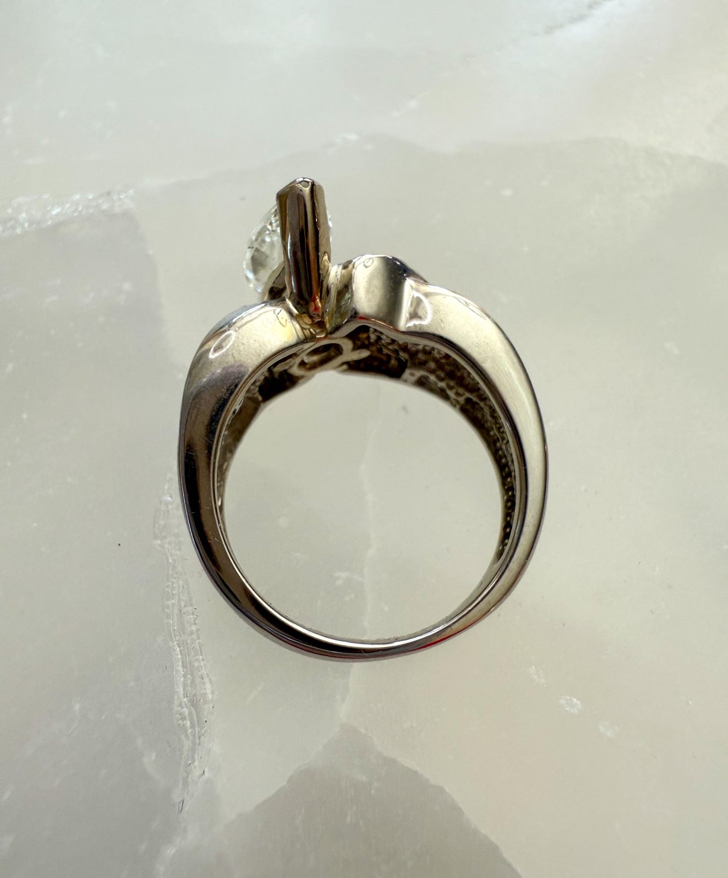 Unique Vintage Platinum Engagement Ring | Marquise Cut Diamond & Baguettes | GIA Certified