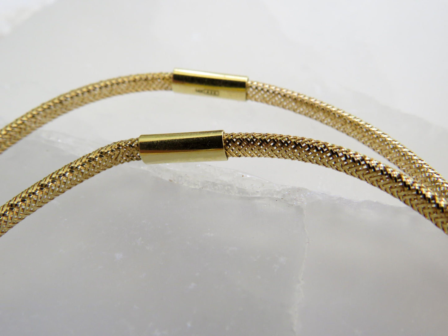 Estate Set of Four 14K Gold Mesh Bangle Bracelets Flexible & Lightweight