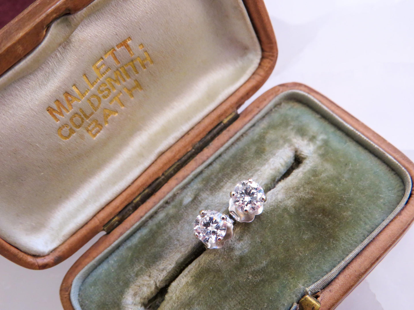 Estate 1 Carat Diamond Stud Earrings in 14K White Gold | Classic Four-Prong Setting