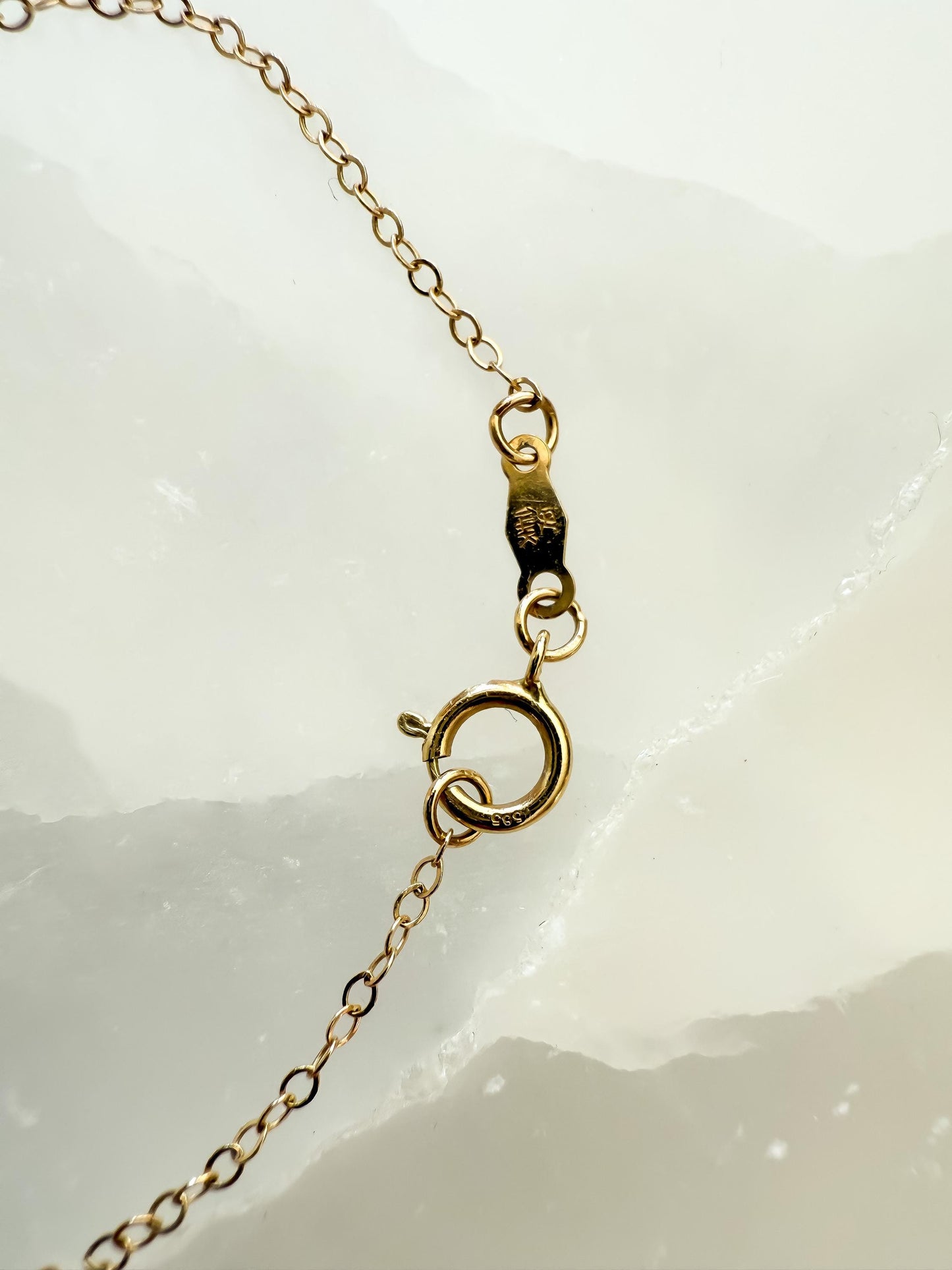 14K Gold Necklace with Glass Pearls