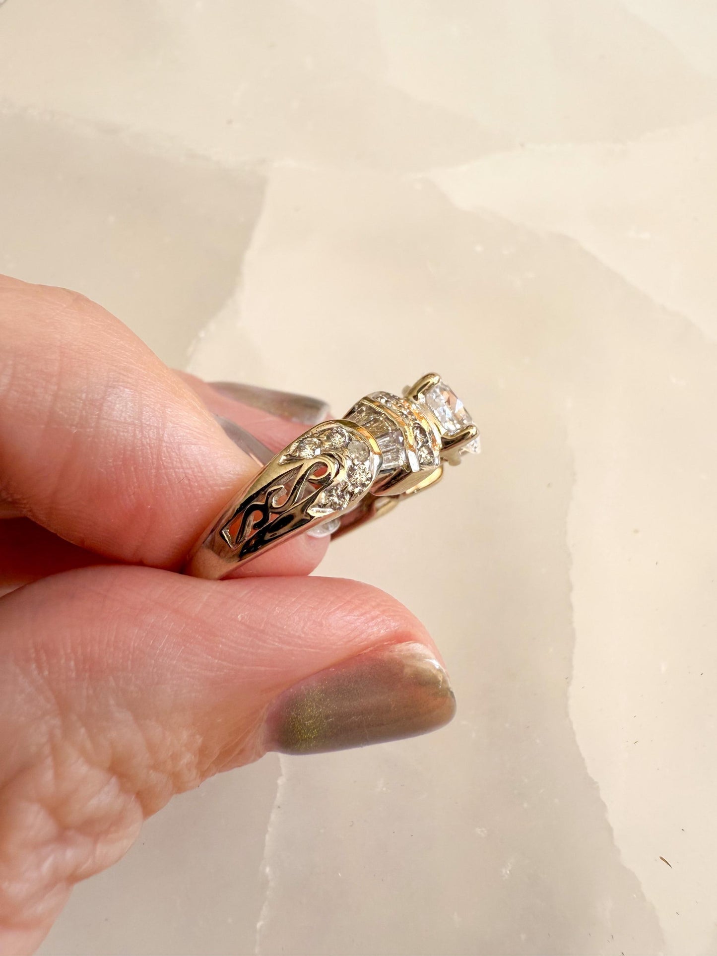 Art Deco Style 14K White Gold Oval Diamond Ring EGL Certified