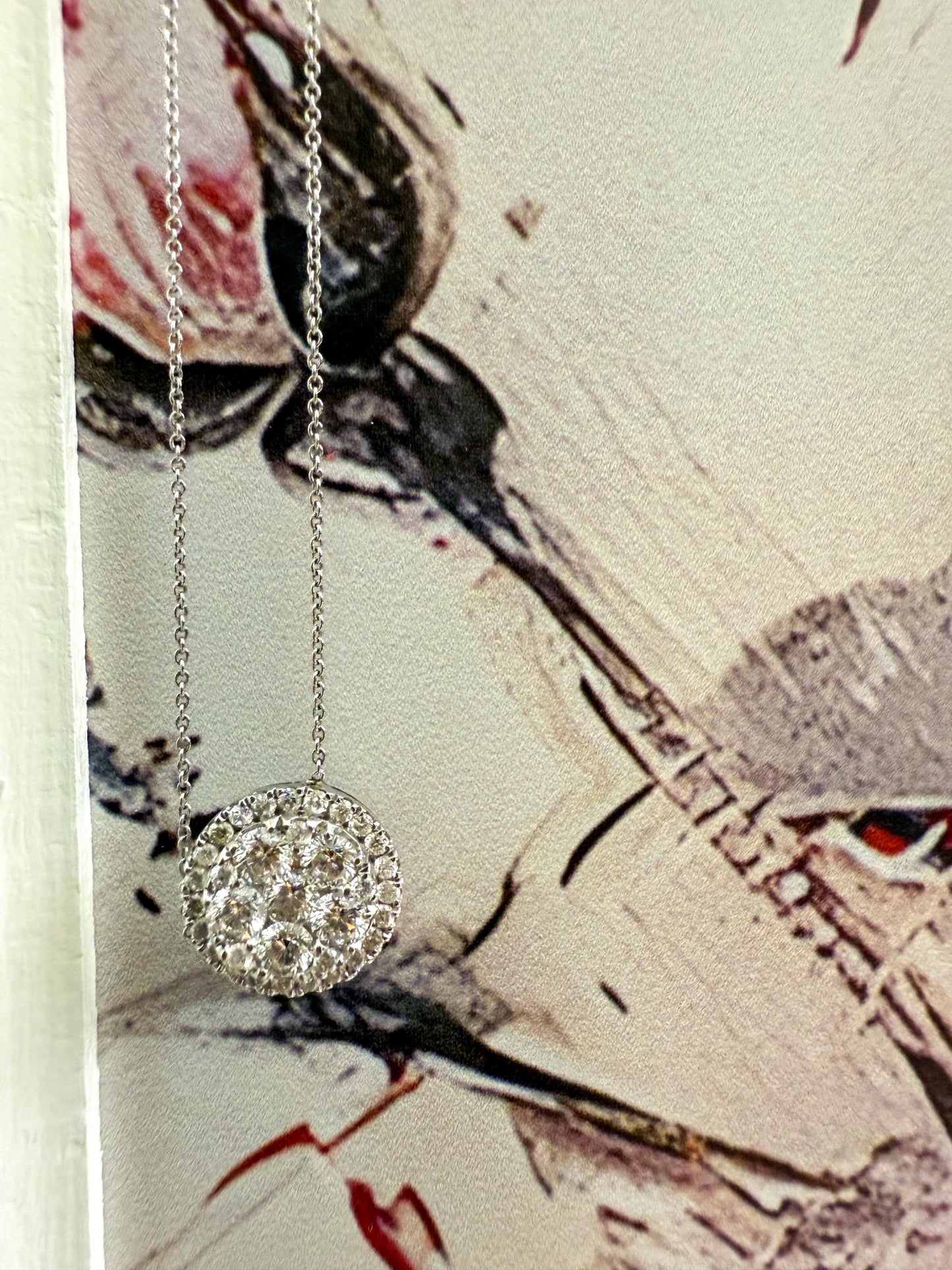 Sparkling Diamond Medallion Pendant Necklace in 14K White Gold