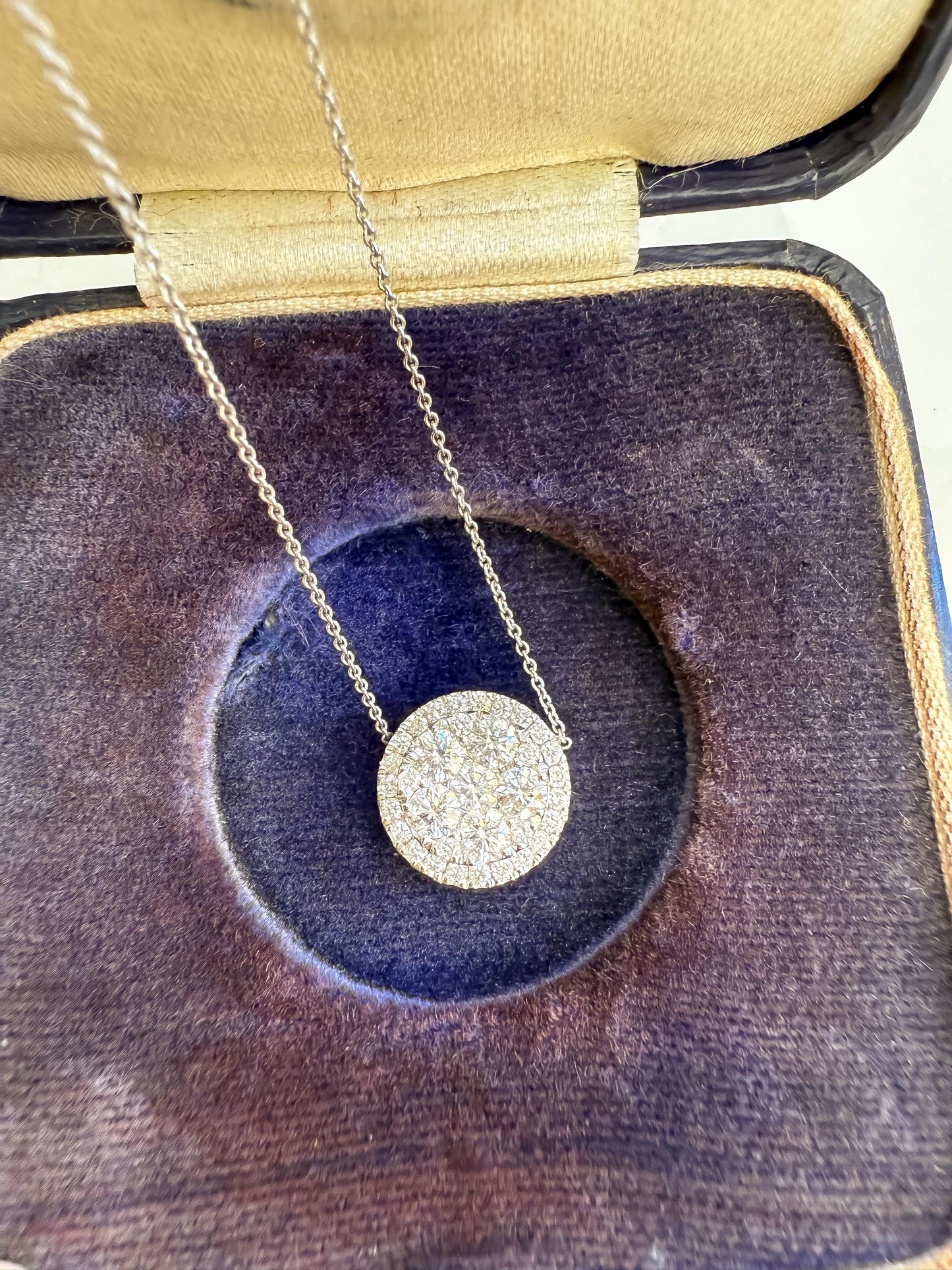 Sparkling Diamond Medallion Pendant Necklace in 14K White Gold