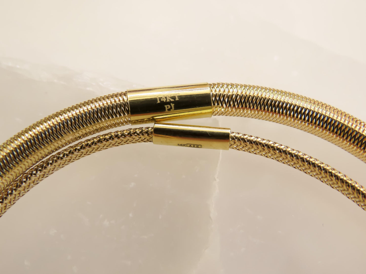 Estate Set of Four 14K Gold Mesh Bangle Bracelets Flexible & Lightweight