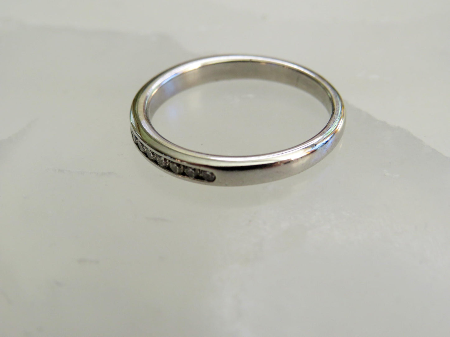 18K White Gold Diamond Band Ring | .25ct Sparkling H/SI1 Diamonds | Estate Fine Jewelry Size 6