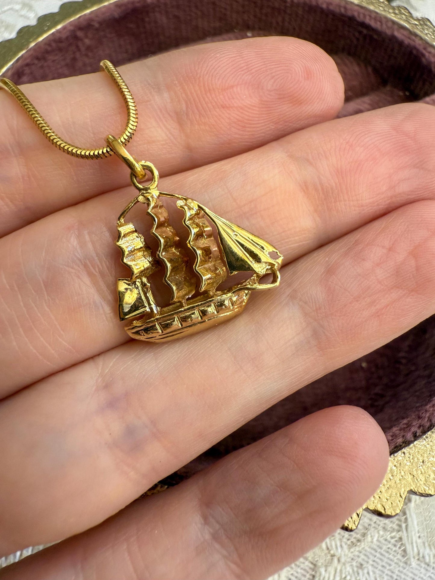 Vintage 14K Gold Sailboat Charm