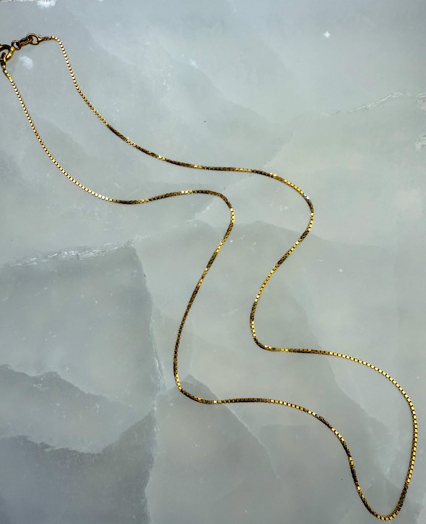 Sparkly 18” 18K Gold Box Chain Necklace