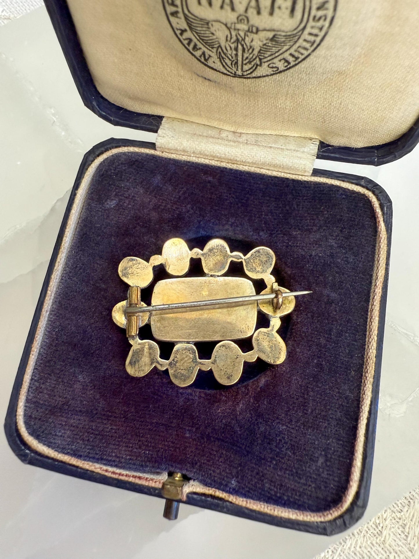 Antique Mourning Brooch with Plaited Hair, Seed Pearls & Flat Cut Garnets