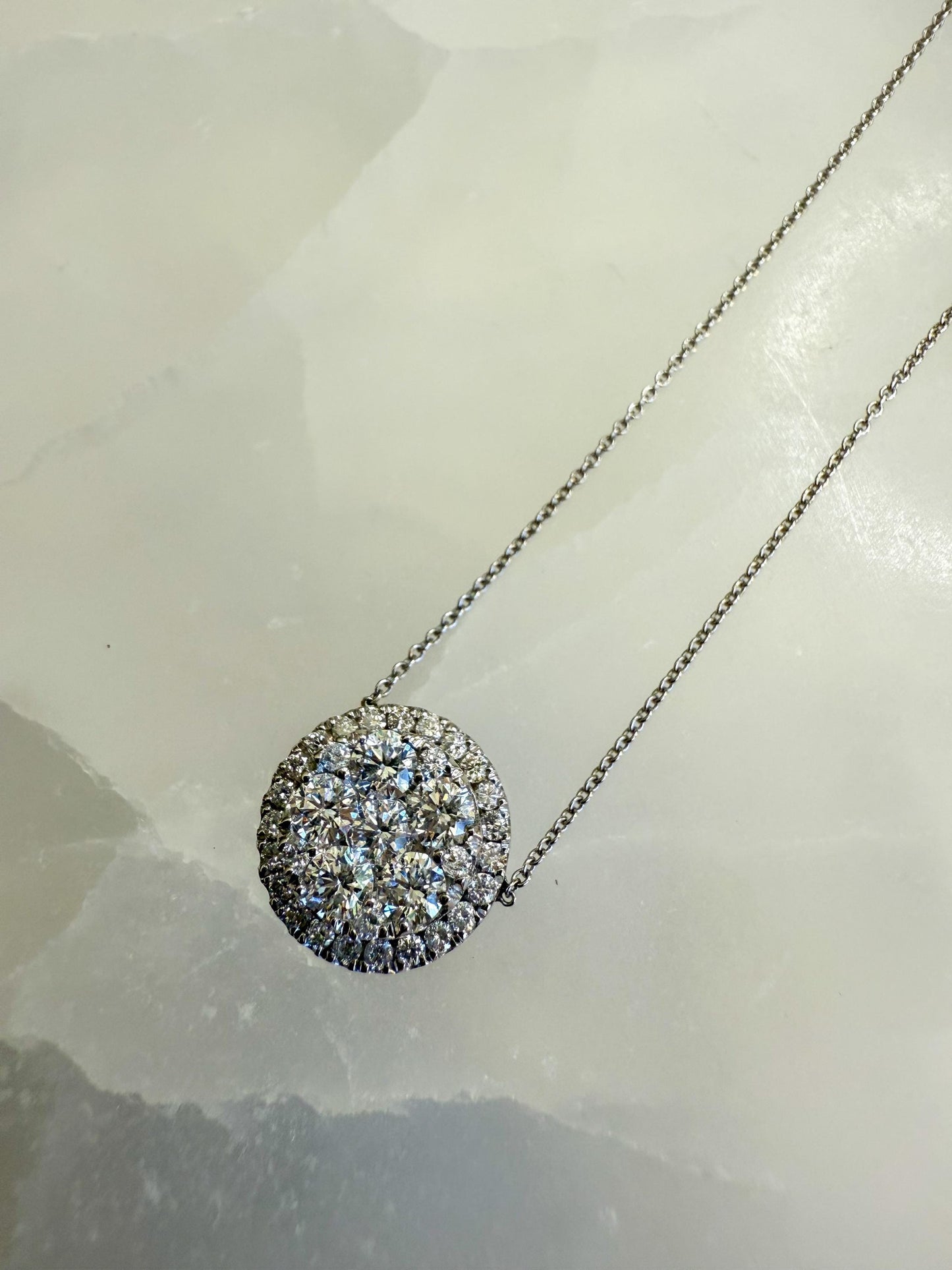 Sparkling Diamond Medallion Pendant Necklace in 14K White Gold