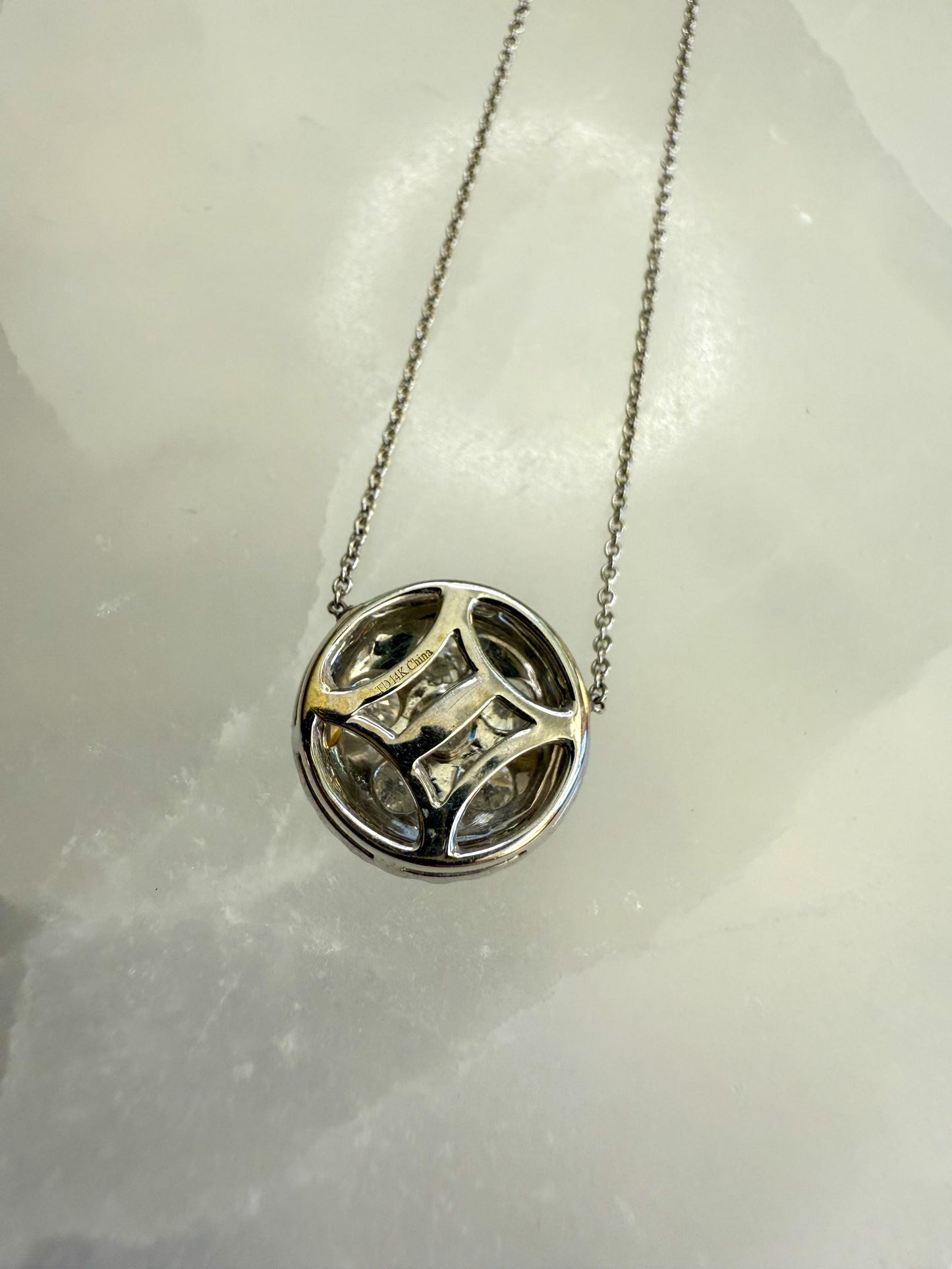 Sparkling Diamond Medallion Pendant Necklace in 14K White Gold