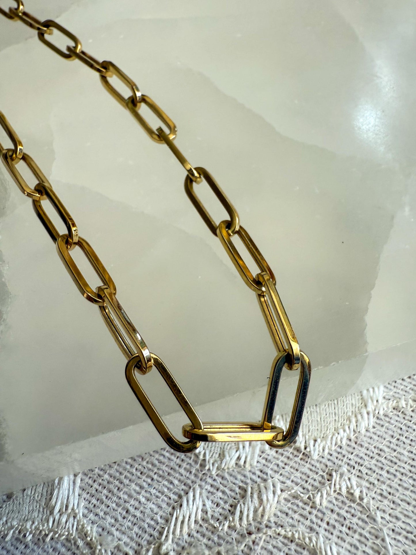 14K Yellow Gold Paperclip Chain Necklace  16 / 6g  Modern Classic