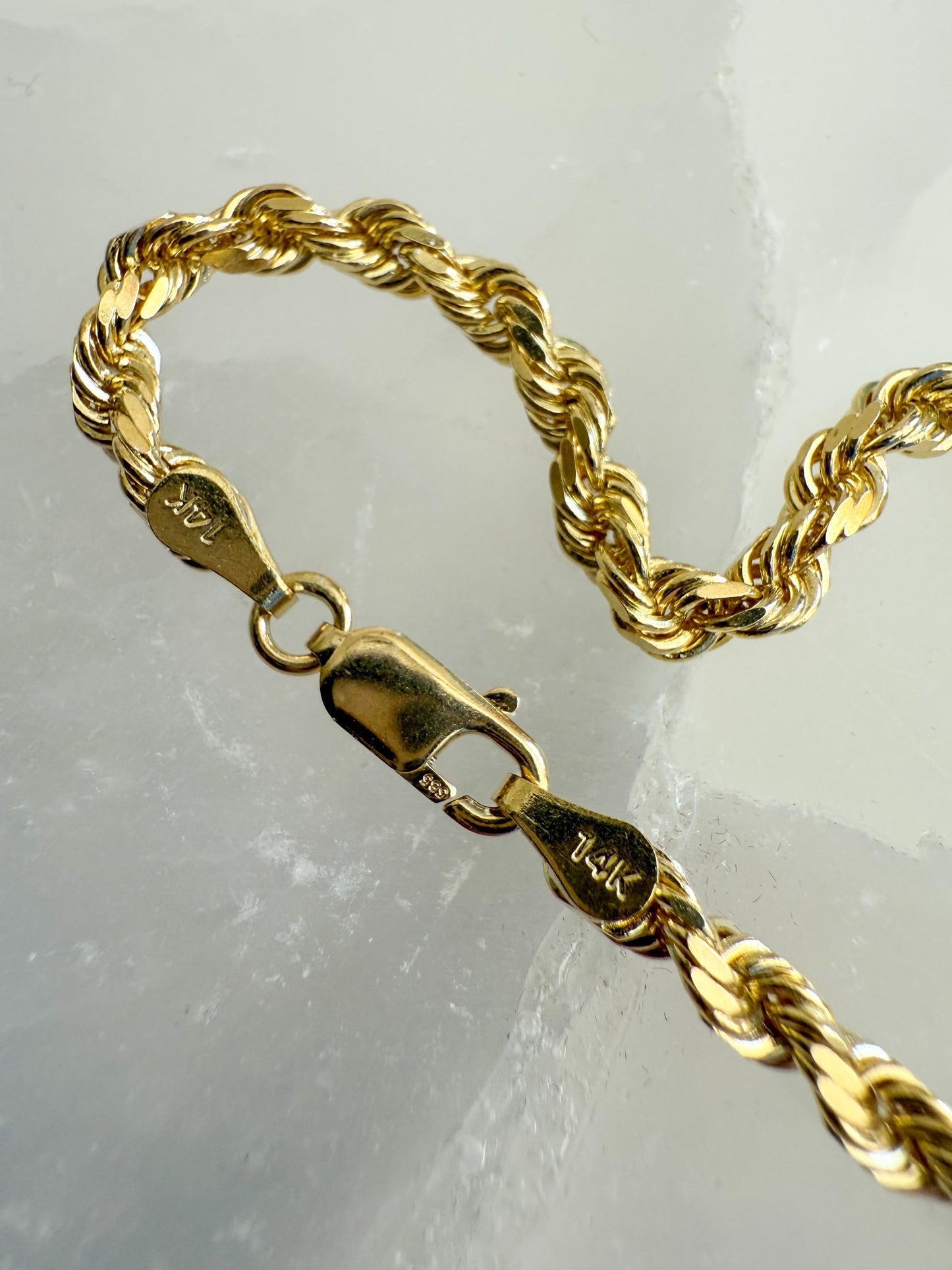 Vintage 14K Gold Rope Chain | 16 Solid Gold Necklace, 16.23g | Classic Unisex Chain Layering Staple