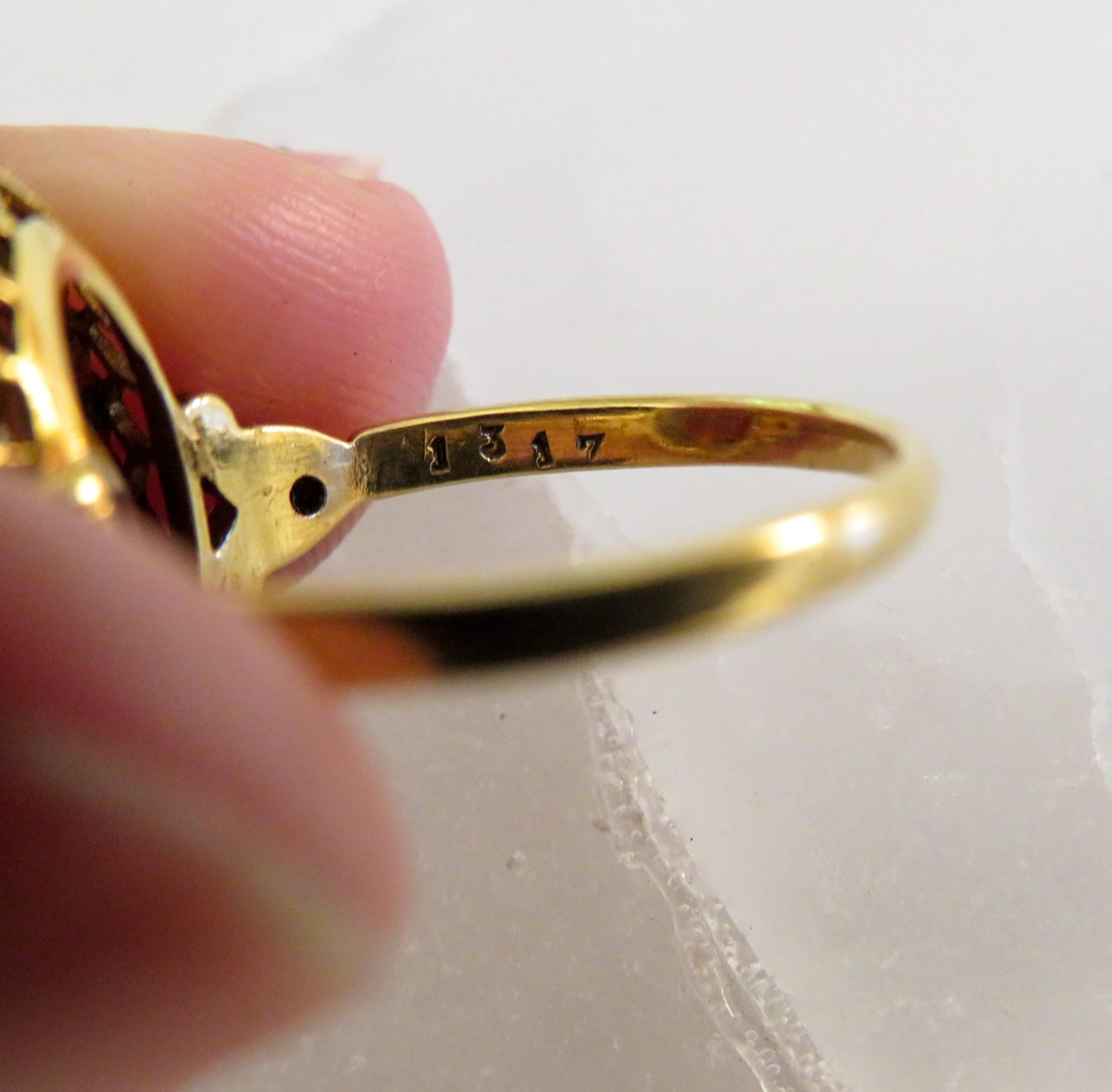 Antique Citrine and Rose Cut Diamond Ring | 18K Gold & Silver | French Hallmarked