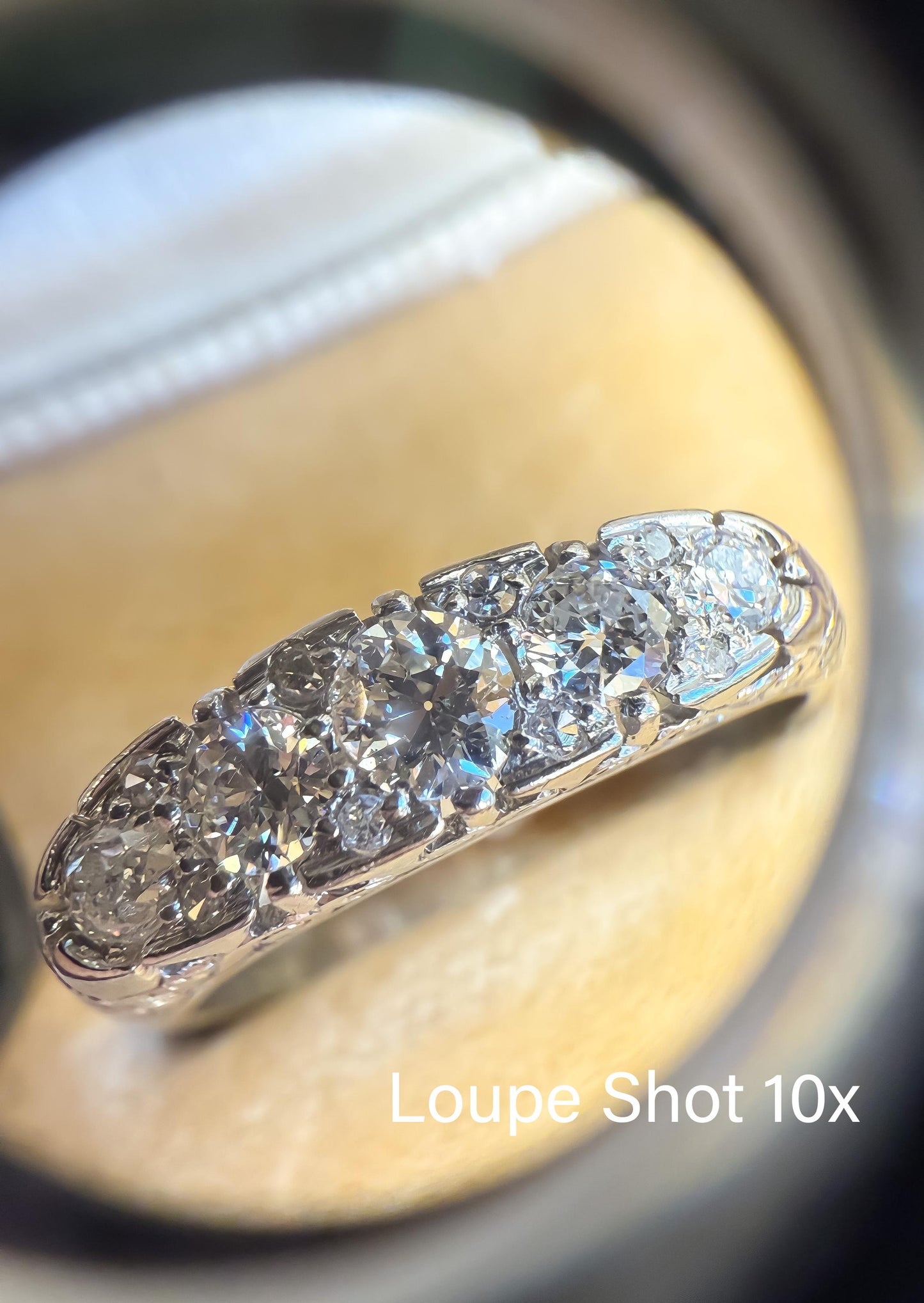 Art Deco Platinum Diamond Ring | Old European Cut Diamonds