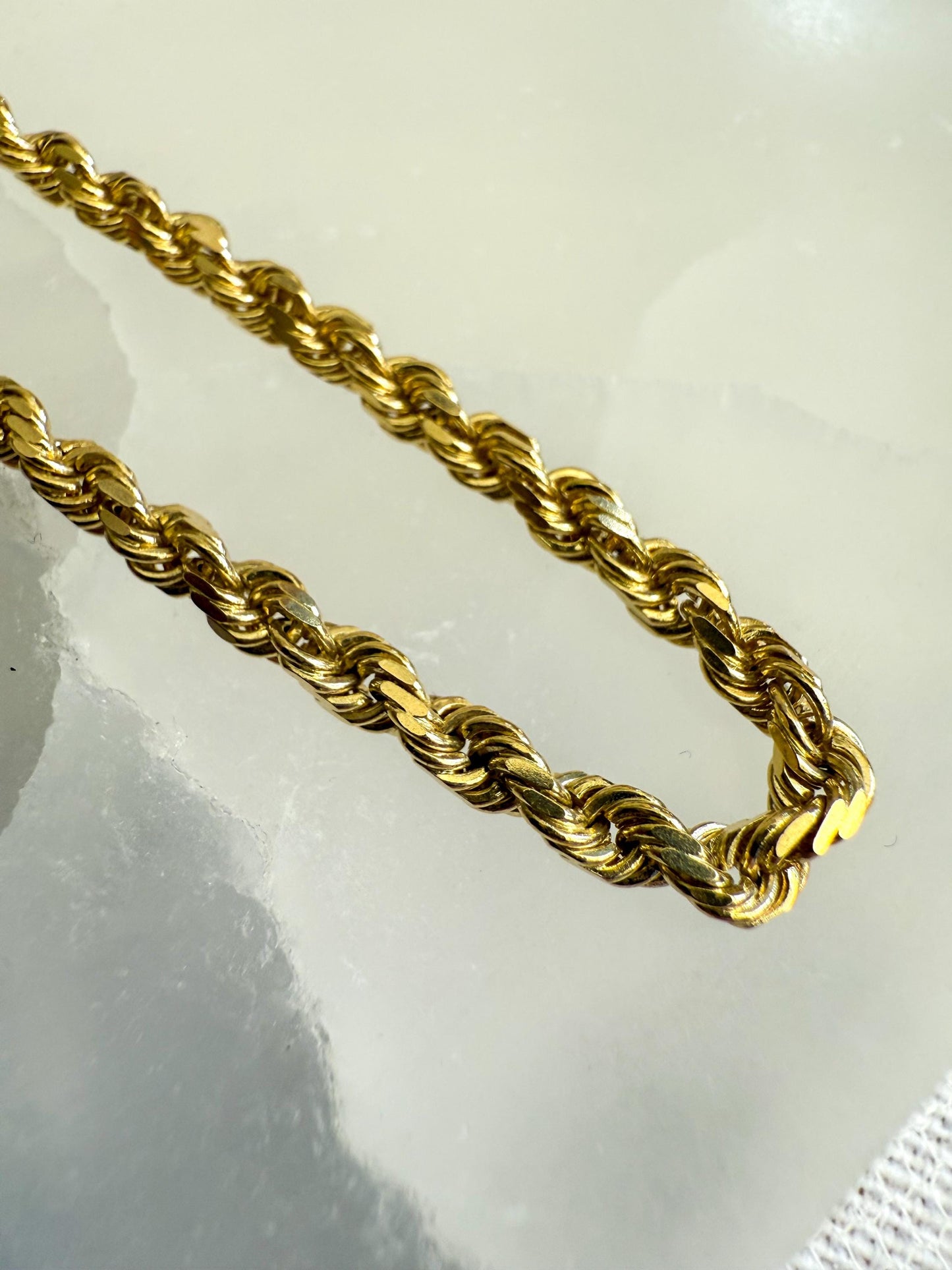 Vintage 14K Gold Rope Chain | 16 Solid Gold Necklace, 16.23g | Classic Unisex Chain Layering Staple