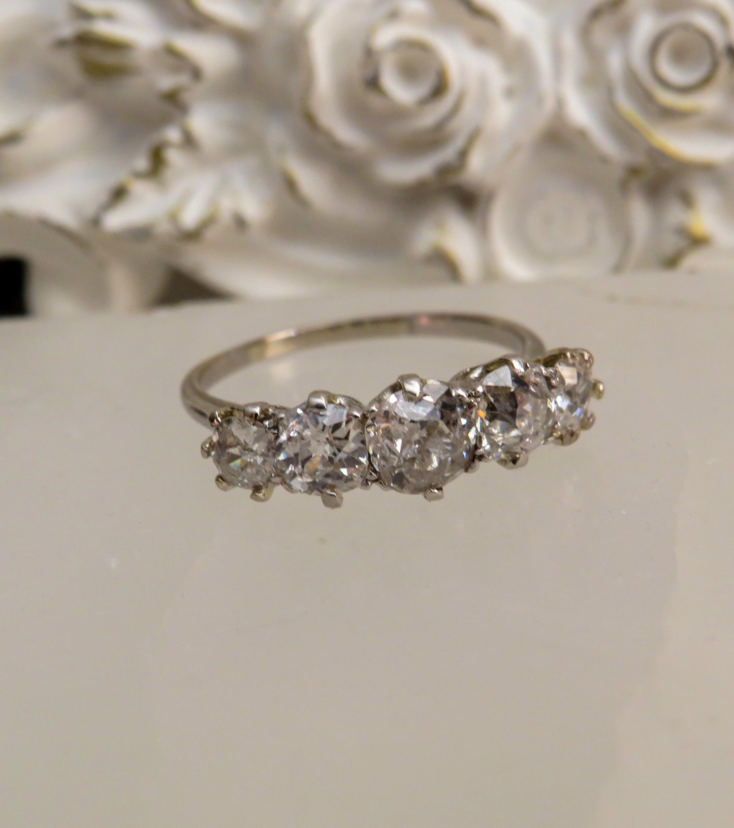 Antique Five-Stone Old Mine Cut Diamond Ring