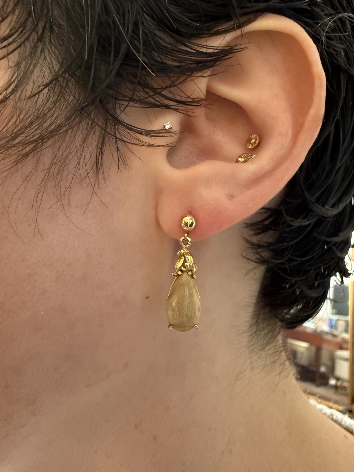 Victorian Tigers Eye Teardrop Earrings