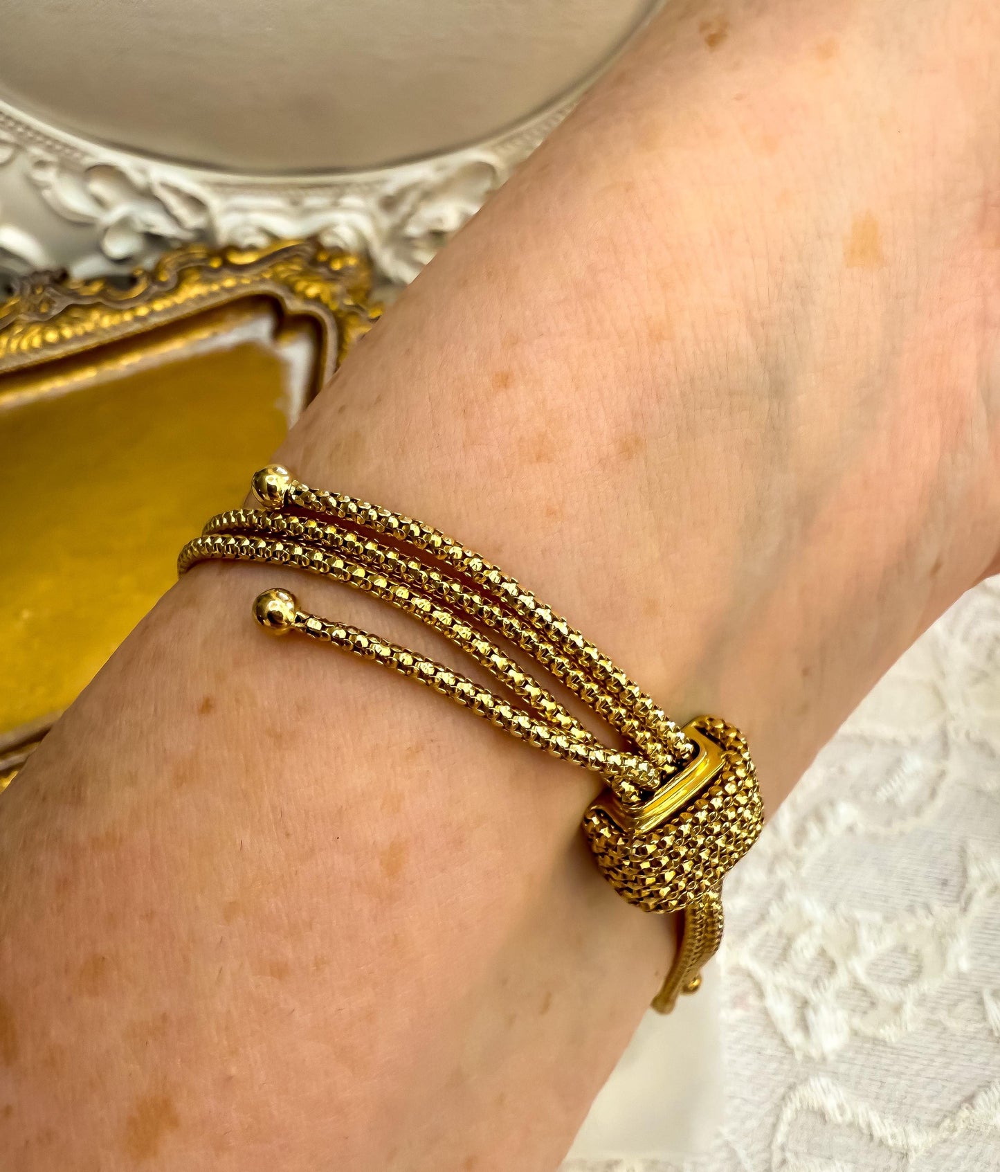 Estate The Last Line 14K Yellow Gold Snake Link Diamond Bracelet