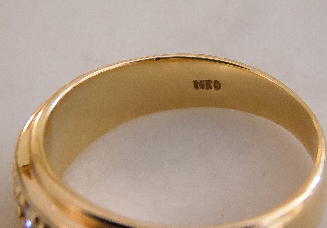 Wide Gold and Diamond Band for Wedding or Stacking