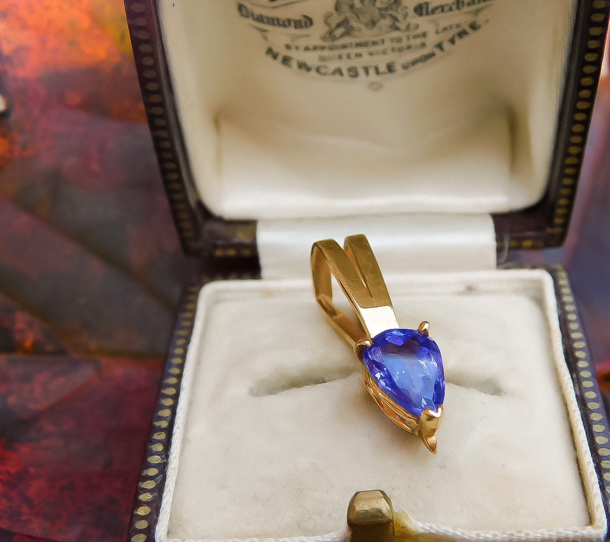 Vintage Tanzanite Teardrop Pendant in 14K Yellow Gold