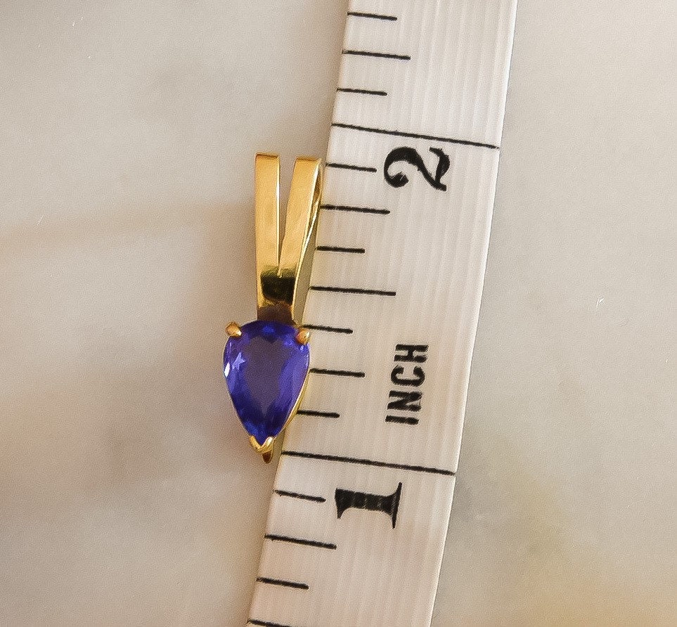 Vintage Tanzanite Teardrop Pendant in 14K Yellow Gold