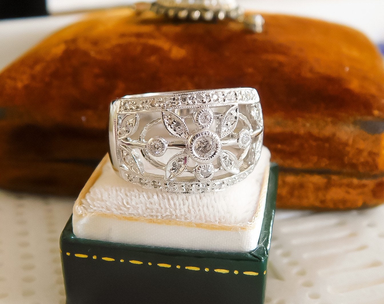 Vintage Old Cut Diamond Wide Band