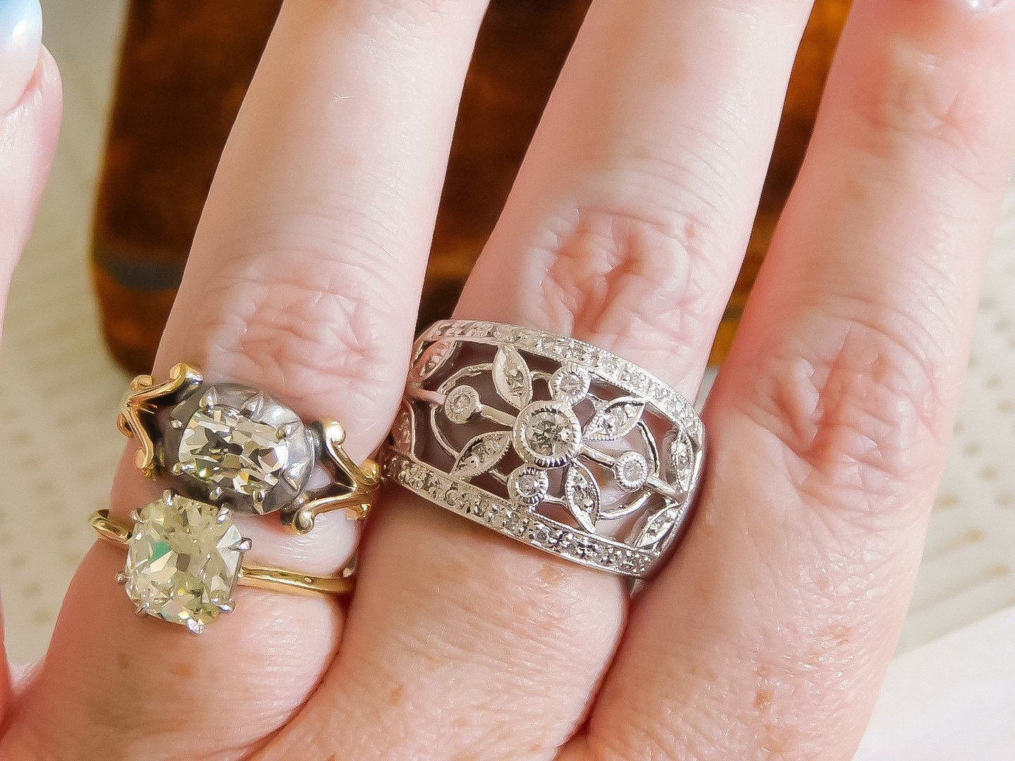 Vintage Old Cut Diamond Wide Band