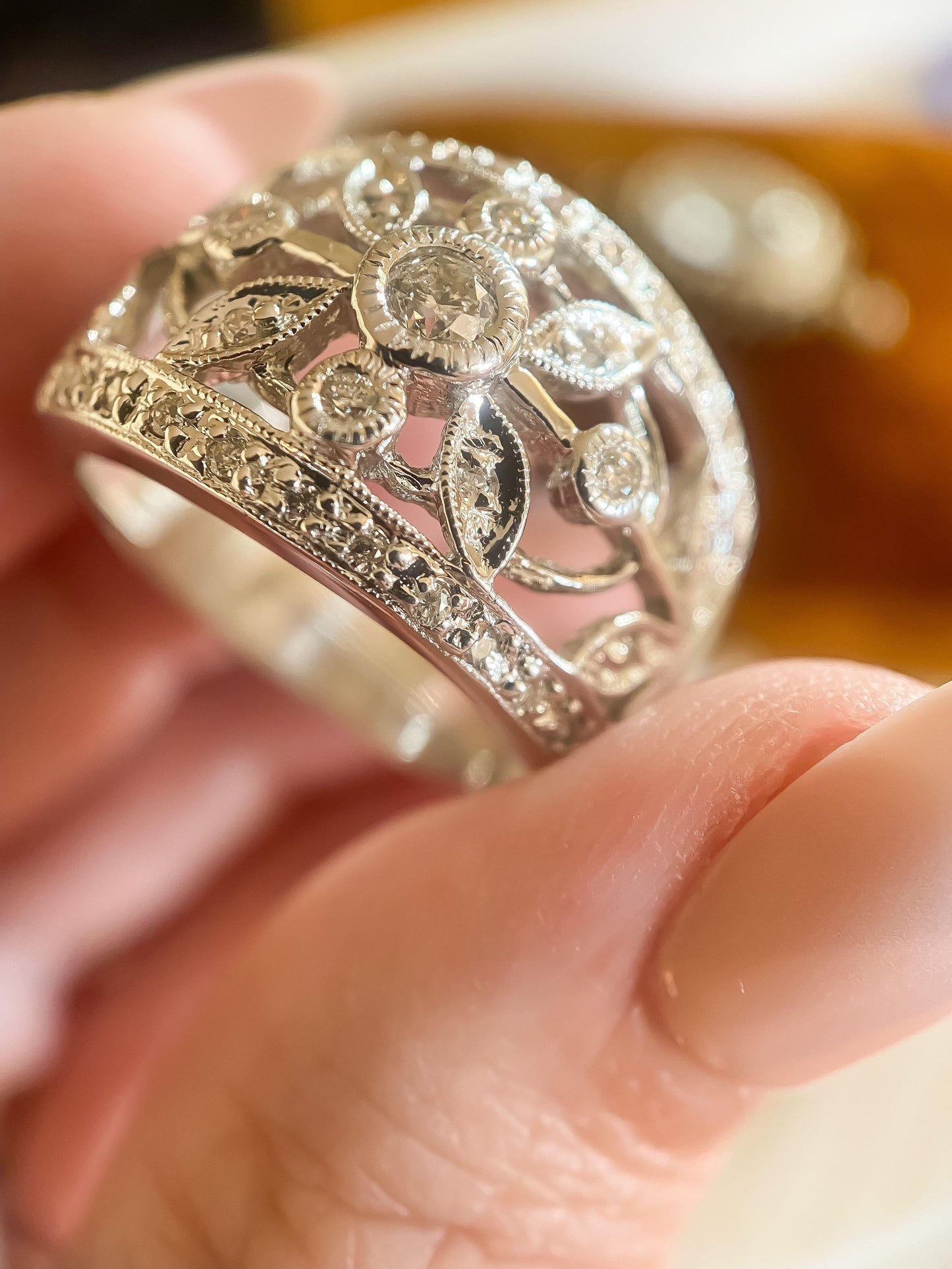 Vintage Old Cut Diamond Wide Band