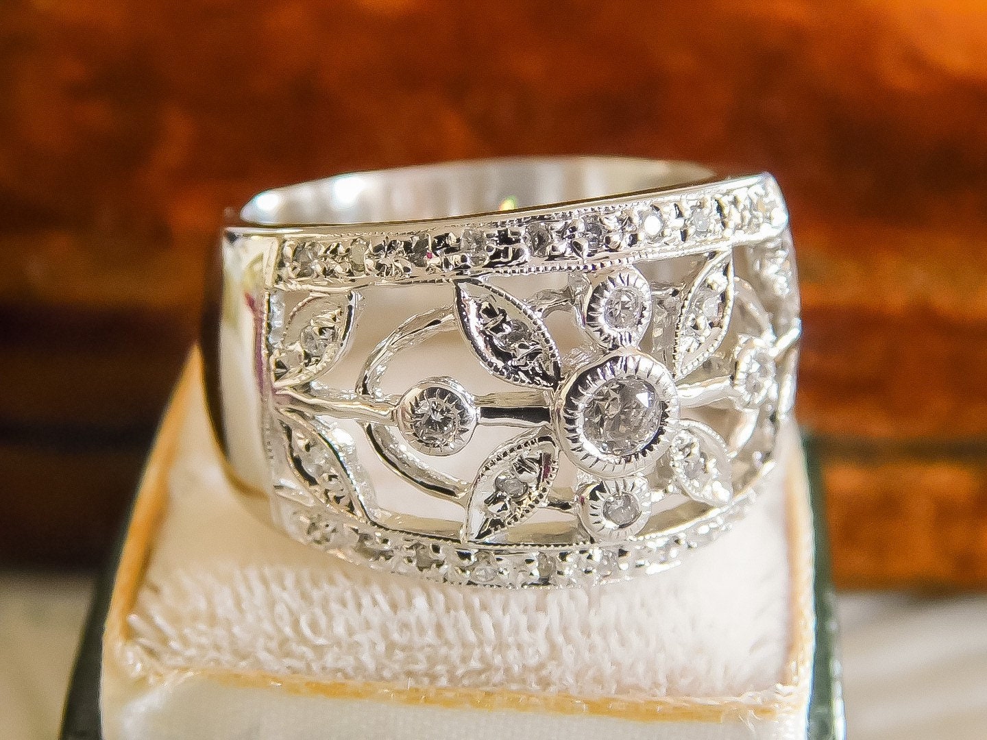 Vintage Old Cut Diamond Wide Band