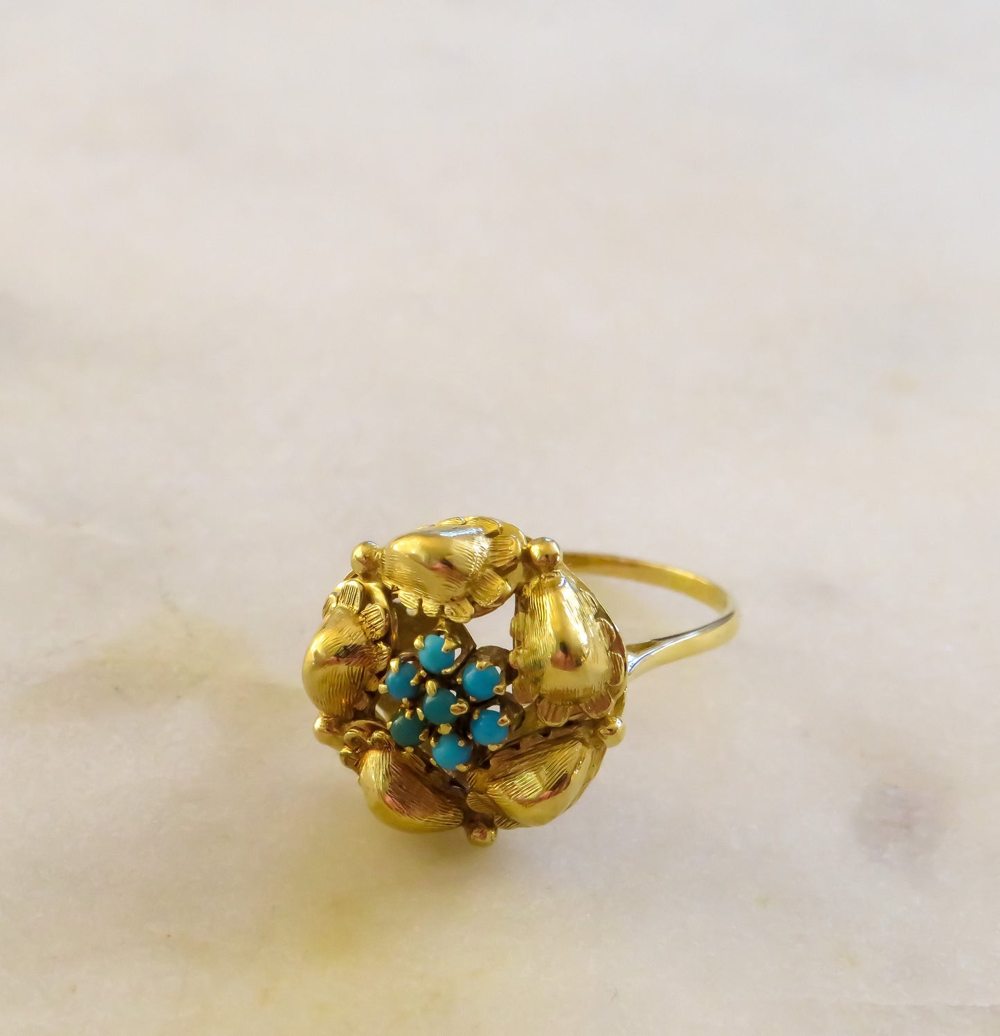 Vintage Birks Turquoise and 18K Gold Ring