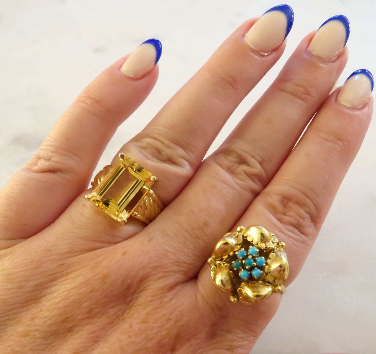 Vintage Birks Turquoise and 18K Gold Ring