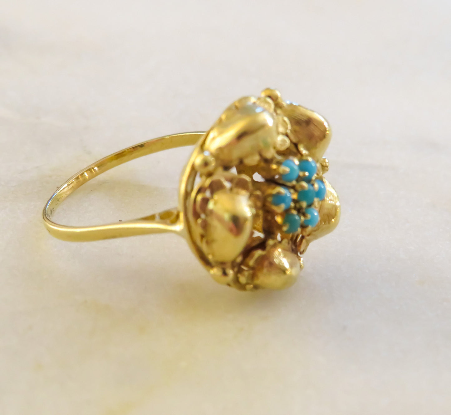 Vintage Birks Turquoise and 18K Gold Ring