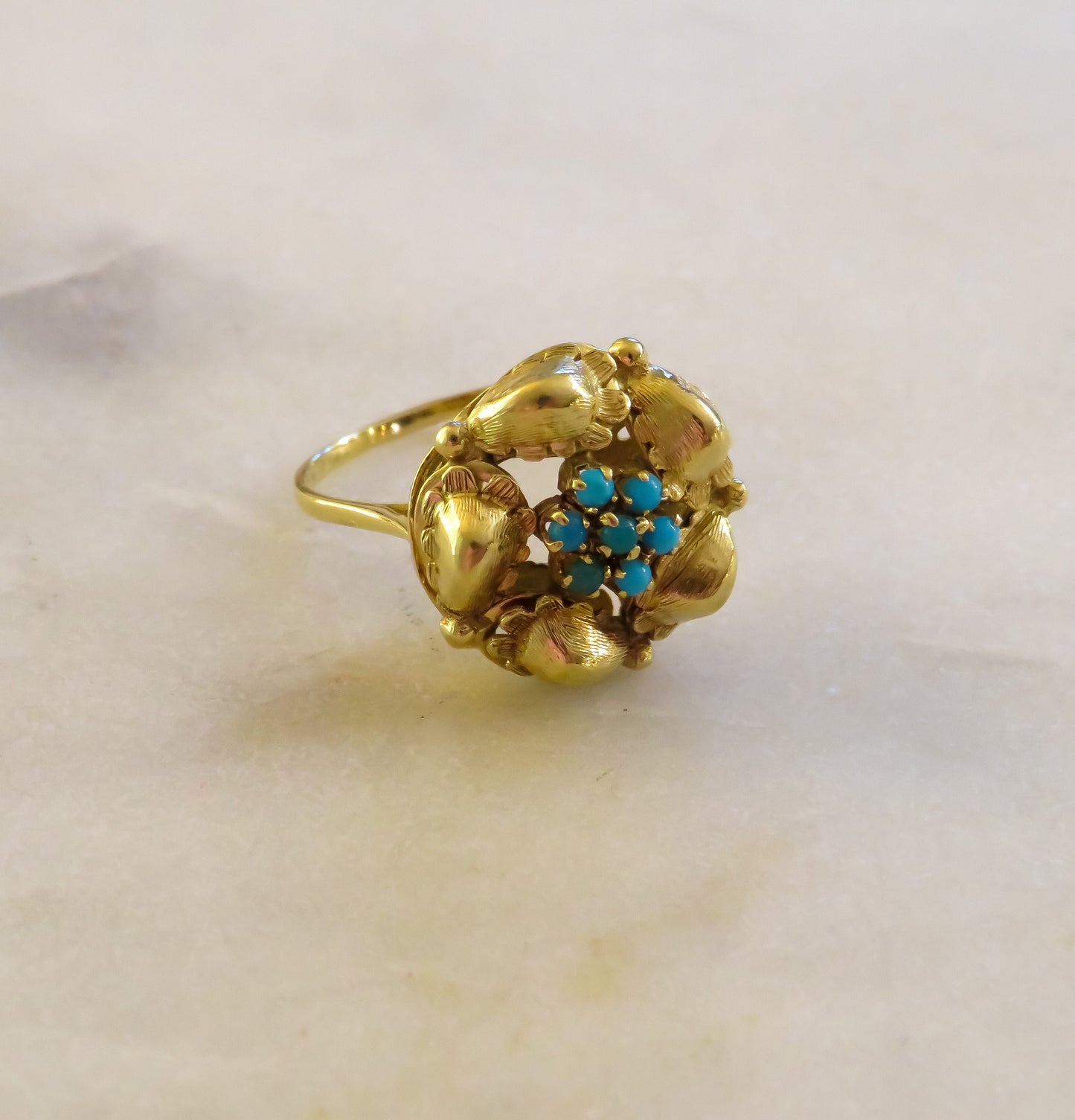 Vintage Birks Turquoise and 18K Gold Ring