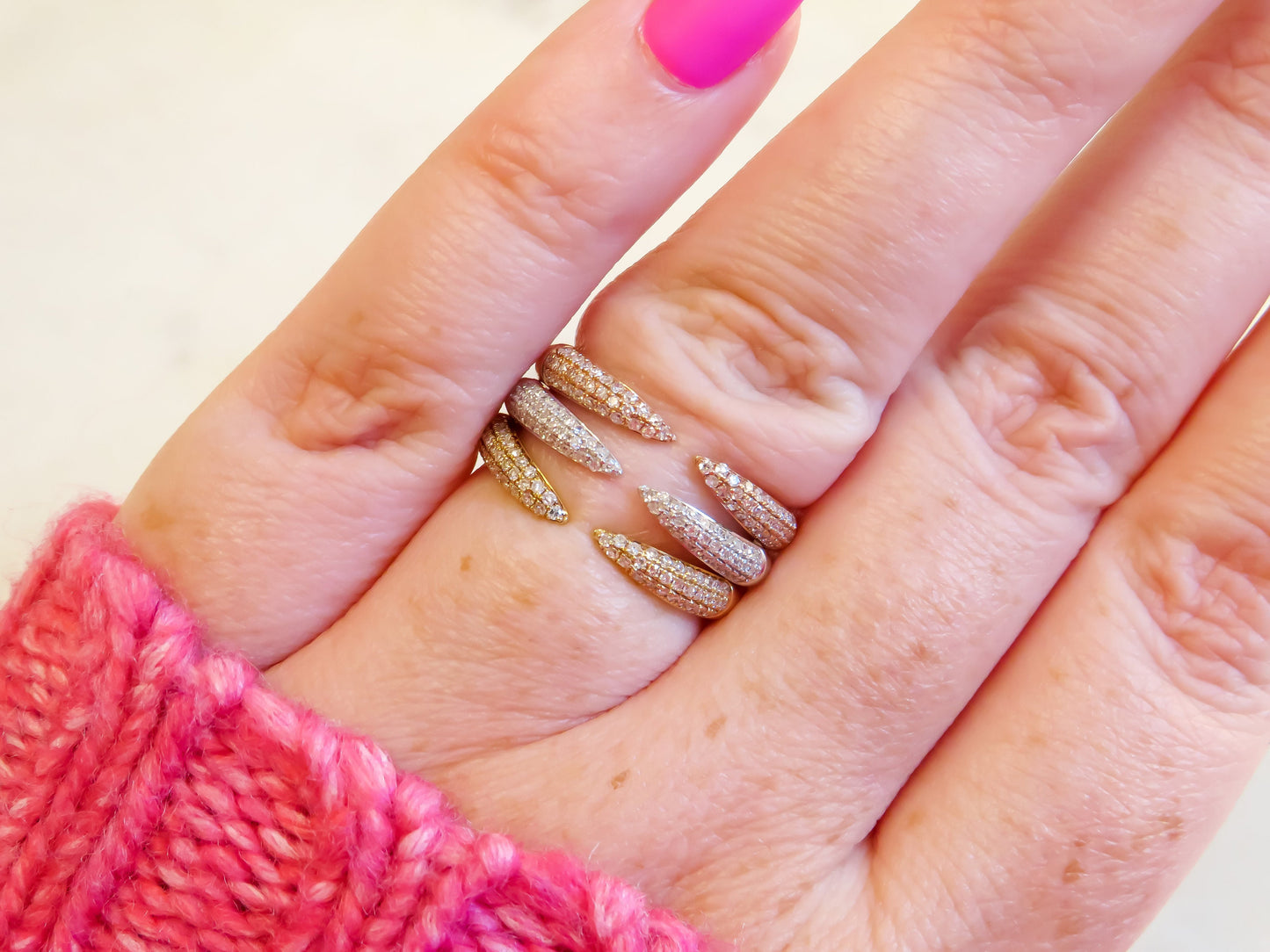 Set of Three Pave Diamond Stacking Rings