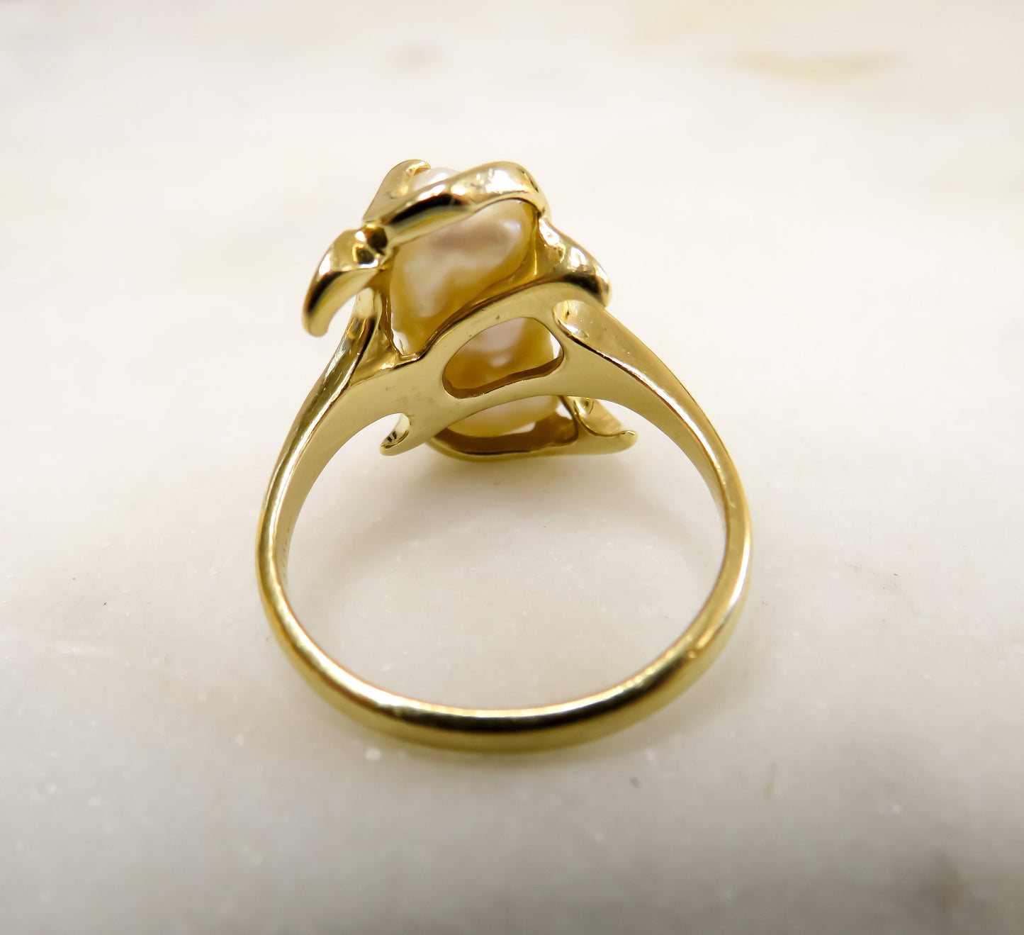 Freshwater Pearl and Diamond Ring in 14K Gold