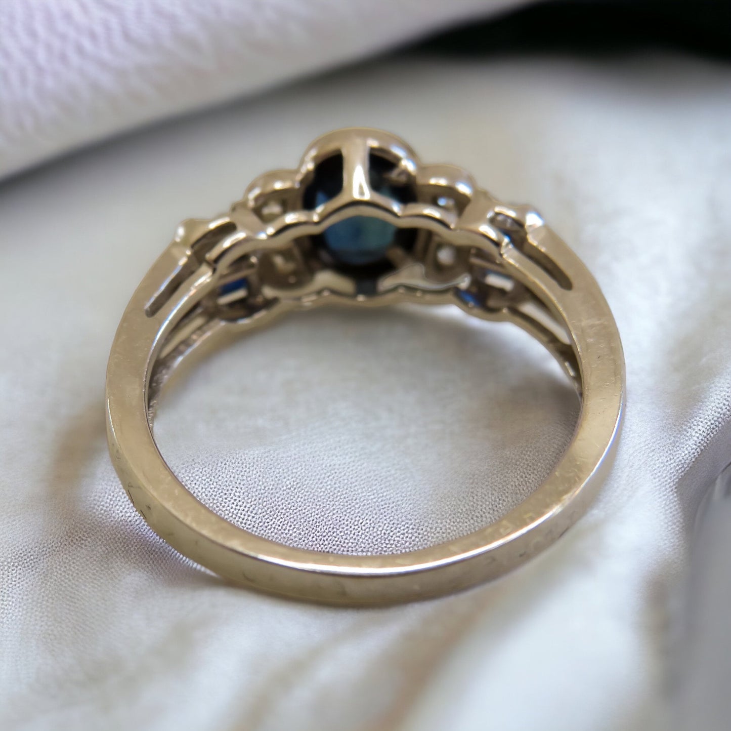 Vintage Estate Sapphire Ring in 14K White Gold