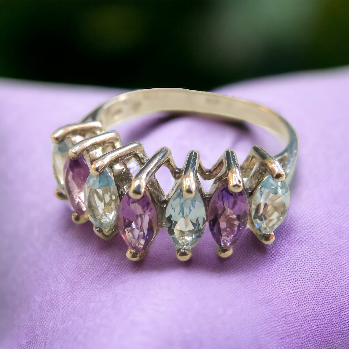 Vintage Amethyst and Blue Topaz Marquise Band