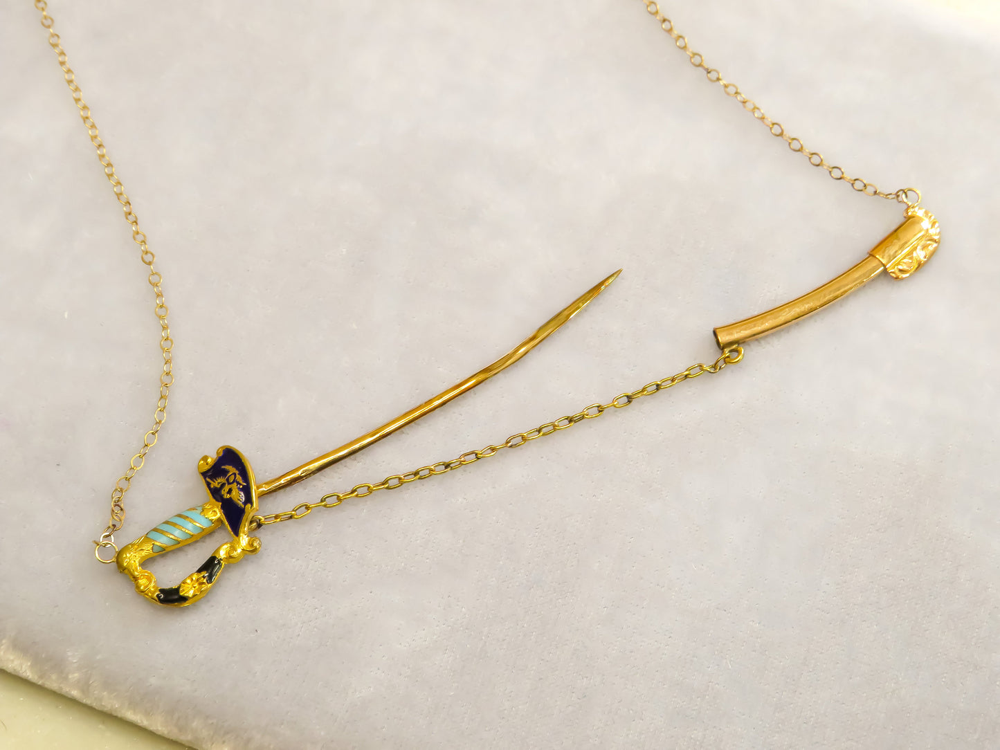 Edwardian Enamel Sword Conversion Necklace