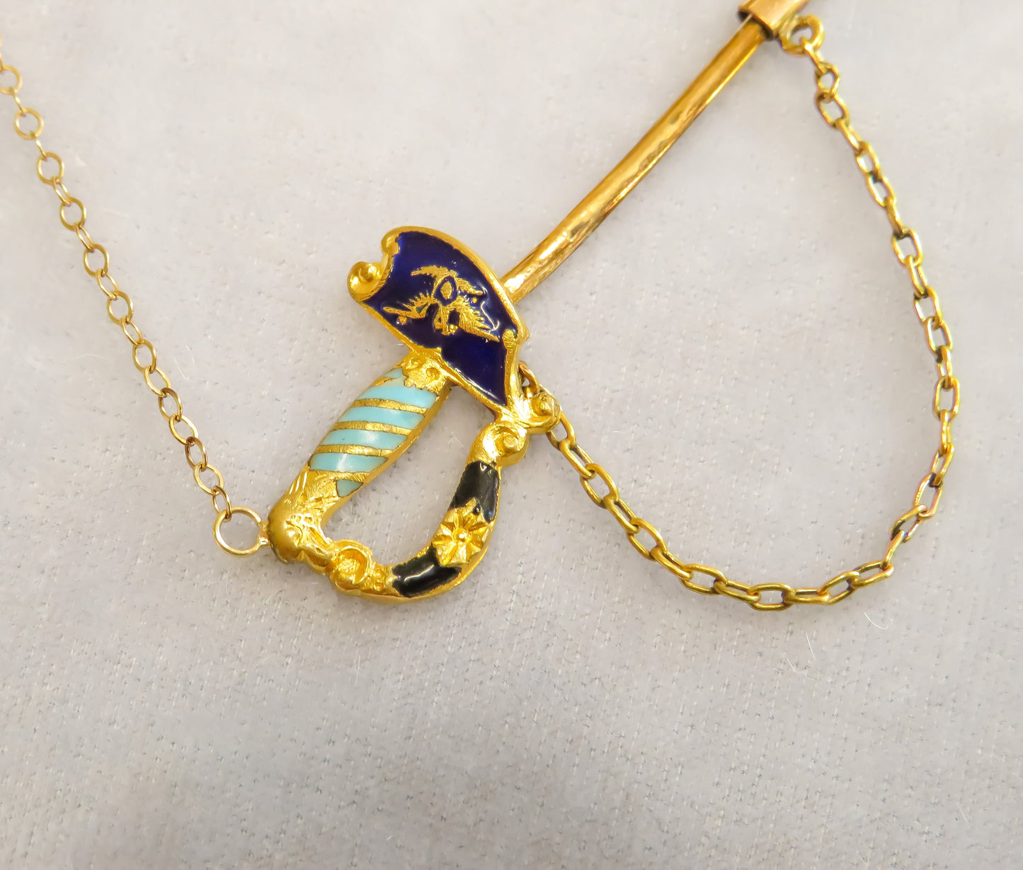 Edwardian Enamel Sword Conversion Necklace