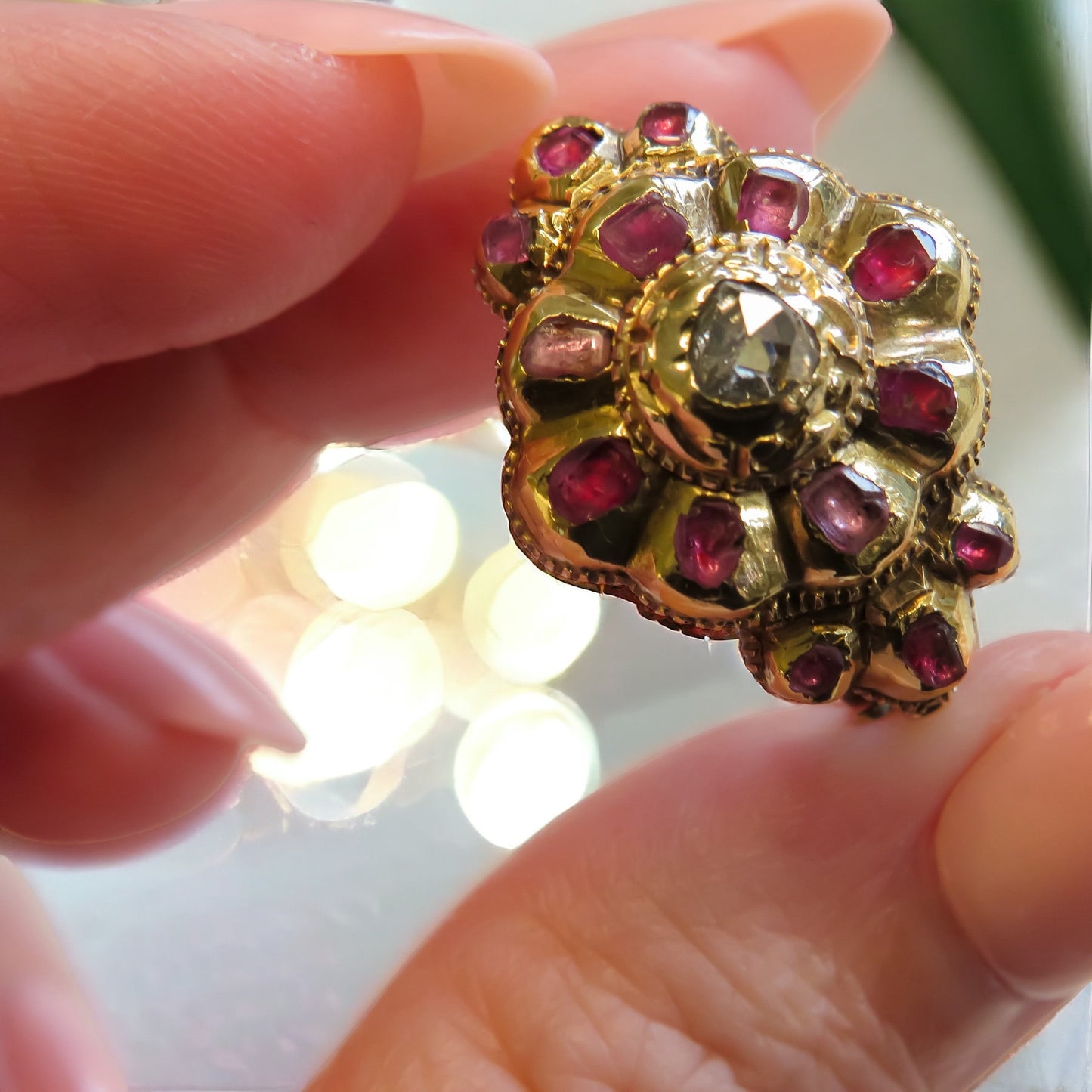 Georgian Era Iberian Ruby and Diamond Ring