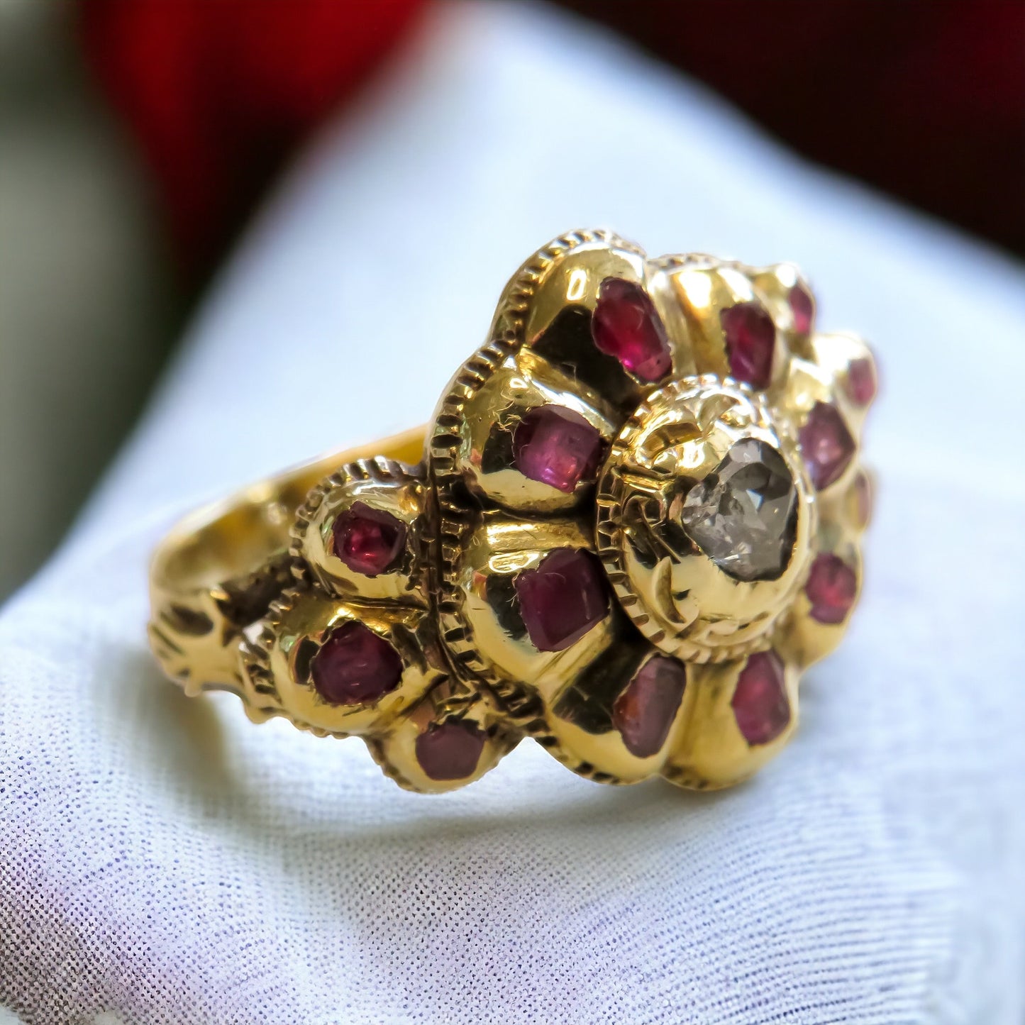 Georgian Era Iberian Ruby and Diamond Ring