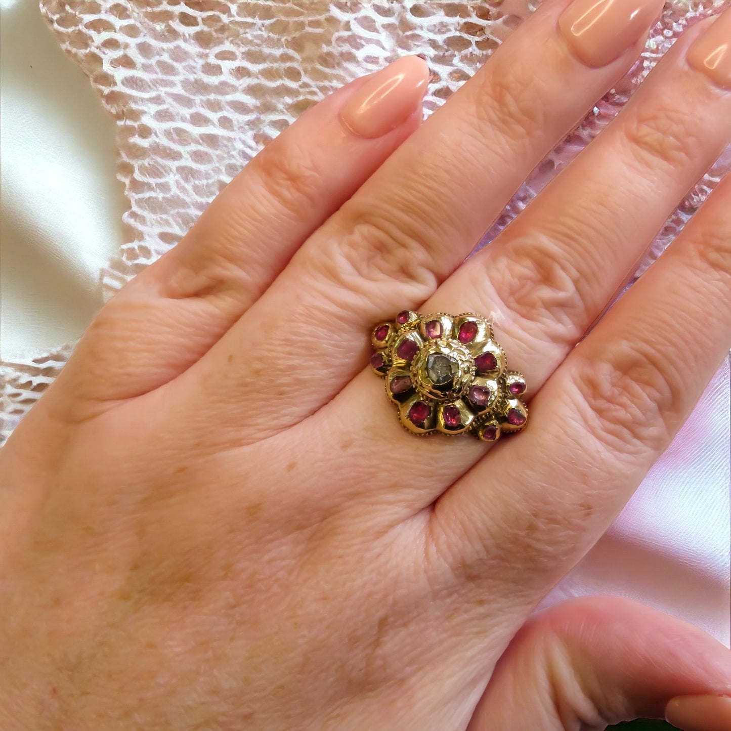 Georgian Era Iberian Ruby and Diamond Ring