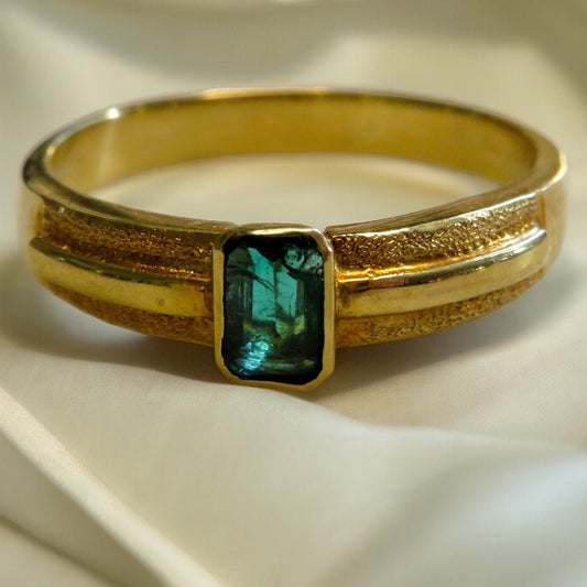 Vintage Emerald Cut Emerald Band in 18K Yellow Gold