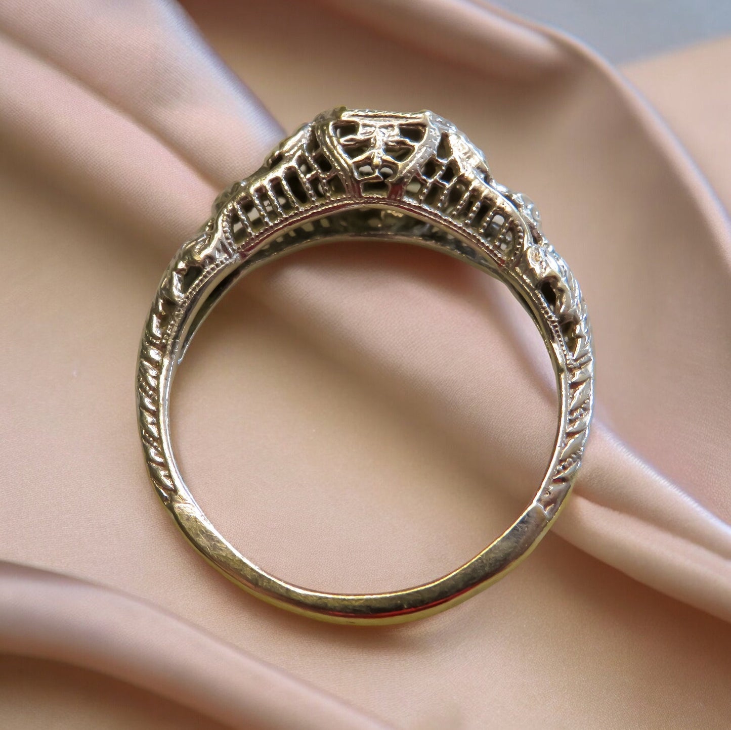 Bow and Butterfly Motif Vintage Engagement Ring