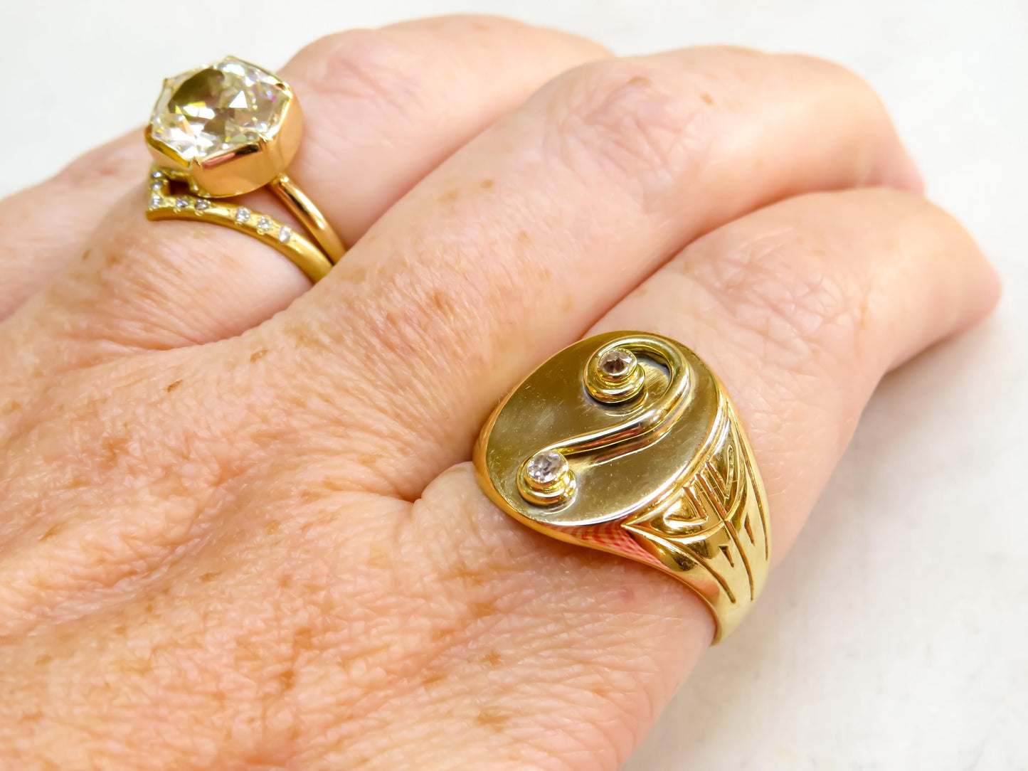 Art Nouveau Question Mark Motif Signet Ring