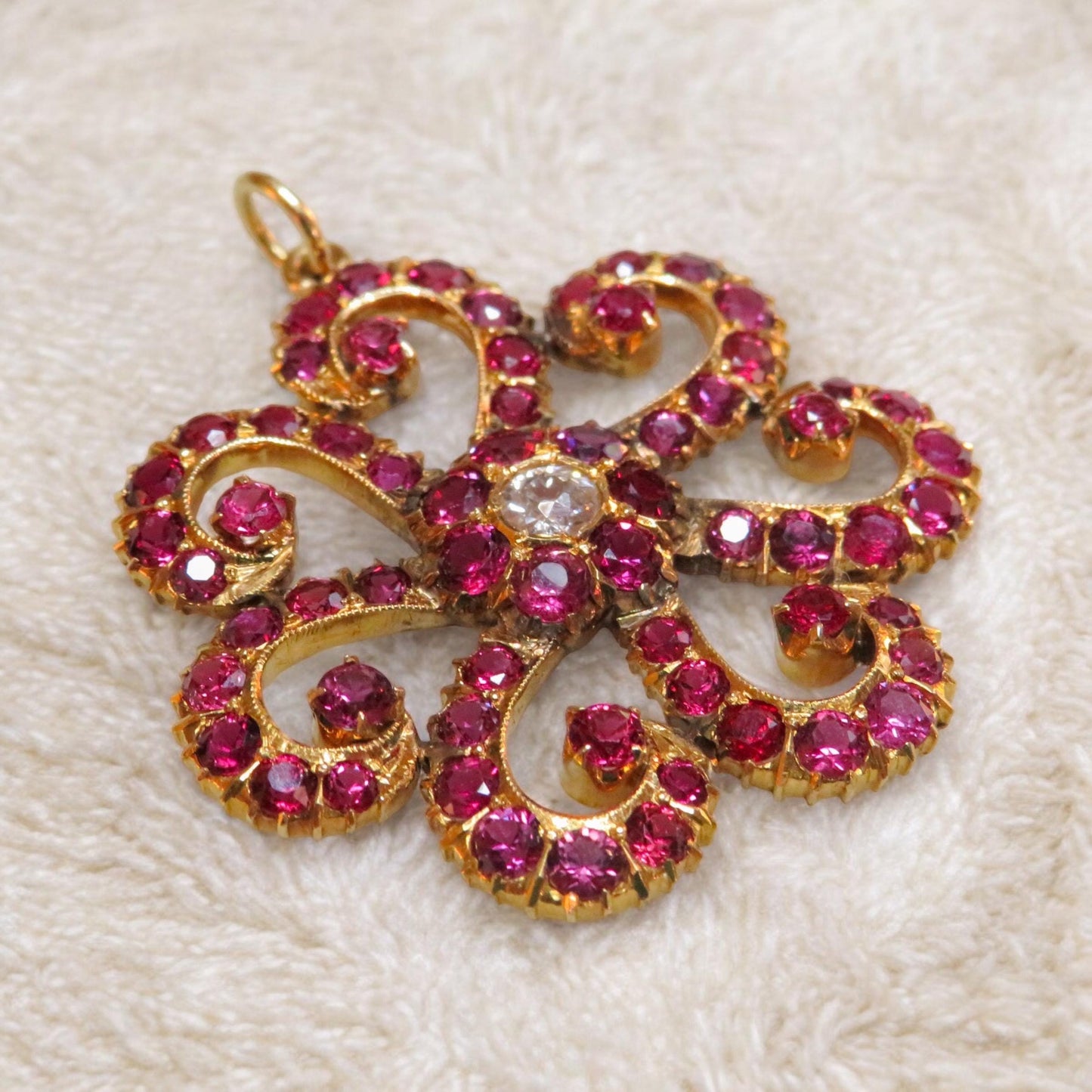 Vintage Ruby Swirl Pendant in 18K Gold